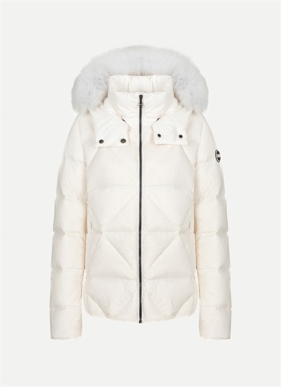 white down coat with hood